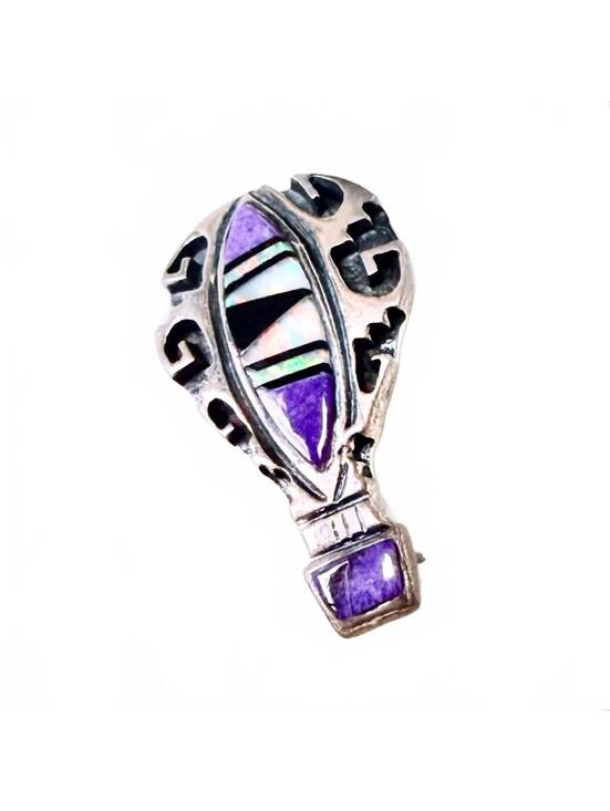 Jewelry - Ervin Hoskie Navajo Sterling Sugilite Opal Balloon Pin VTG